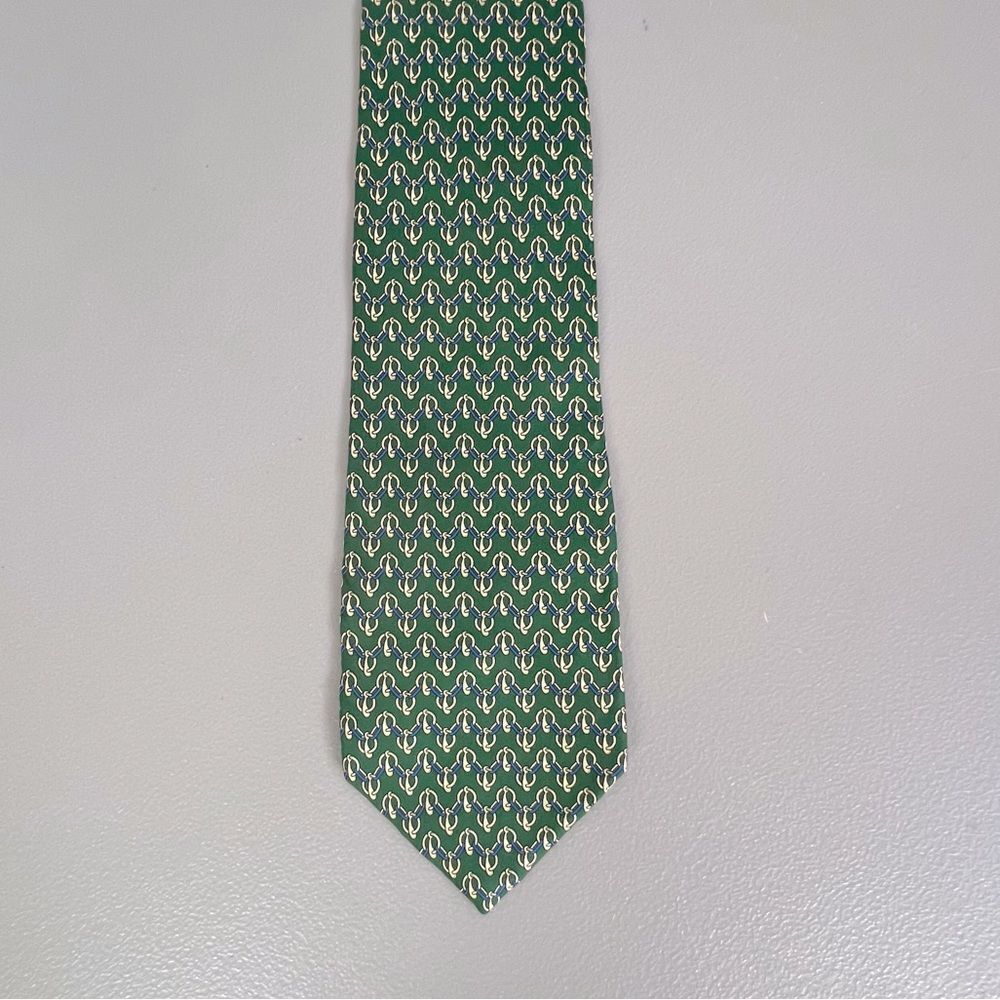 FENDI MENS SILK TIE GREEN WITH DESIGN